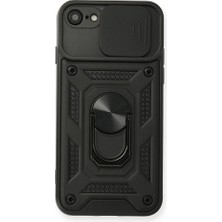 iPhone 7 Kılıf Pars Lens Yüzüklü Silikon - SIYAH-(5796) - EMTHBA5159-8545