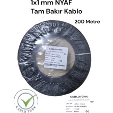 Kablo Türk 1'lik Siyah Renk Tam Bakır Nyaf Kablo 200 Metre
