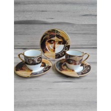 Konyax Zeugma 2 Kişilik Çift Desenli Kahve Fincanı Seti