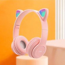 Gunkes P47M Bluetooth 5.0 LED Işıklı Kedi Tasarımlı Katlanabilir Kulak Üstü Kulaklık