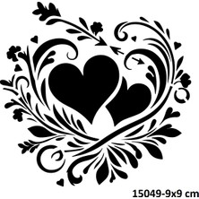 Airbrush Tattoo Çiçekli Kalp Stencil Süsleme ve Boyama Kalıbı