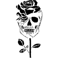 Airbrush Tattoo Güllü Kuru Kafa Yapışkanlı Stencil Süsleme ve Boyama Kalıbı