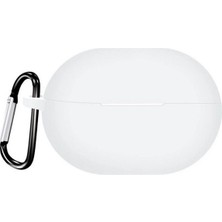 Gpack Huawei Freebuds Pro 4 Uyumlu Kılıf Mat Kancalı Silikon SF13 Beyaz