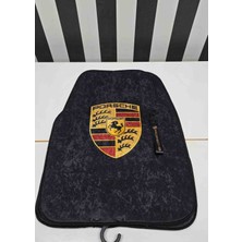 Şimika Porshe Tasarımlı Kaymaz Taban Dekoratif Oto Halı Paspas Üniversal Yıkanabilir Her Araca Uyumlu (Kancalı Kumaş Anahtarlık Hediyeli)