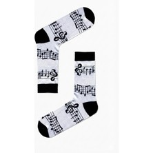 Bemp Müzik Notalar Desenli Renkli Çorap