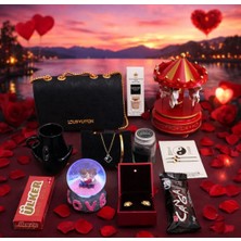 OEM Sevgililer Gününe Özel Romantik Kadın Hedıye Seti | Çanta ,takı, Parfüm Çikolata Kuğulu Fincan H