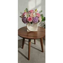 Minimalist U Formu Ribbed Seramik Dekoratif Vazo Krem - Çiçek Aranjmanı ve Ev Dekoru