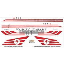 Babibi DAT01092 1/270 Ölçek, Thy, Boeing 727-200, From Usa, Dekal Çıkartma