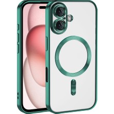 Case 4u Apple Iphone 16  Kılıf Kamera Korumalı M-Safe Wireless Şarj Özellikli Demre Kapak Koyu Yeşil