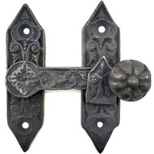 Skygo Antika Tarz Dekoratif Pirinç Kapı, Pencere Mandalı - 86X72 Mm, Oksit