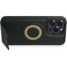 Olinea Newface Iphone 14 Kılıf Merkür Magneticsafe Standlı Kapak - Koyu Yeşil