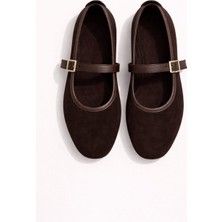 Slipcat Kadın Babet Ayakkabı Kadife Altın Tokalı Ofis Ev Ayakkabısı