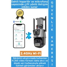 Wintoup Ev Ofis Iş Yeri Gece Modu Çift Ekran Izleme Hareket Algılama 2.4ghz Wi-Fi 3 Lens Güvenlik Kamerası