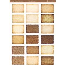 Miray Craft 1 Sayfa Vintage Kağıt Dokuları – Journal & Scrapbook Sticker Sayfası (12X17CM)