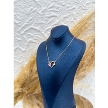 Livora Jewelry 925 Ayar Gümüş Gold Renk Pembe Kuvars Taşlı Kalpli Kadın Kolye – Özel Tasarım Hediyelik