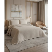 Calantha Home Collection Reyna  3 Parça Geometrik Cappuccino Pike Takımı  240 x 260 cm