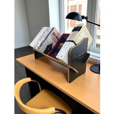 1000Nar Masaüstü Portatif Kitaplık / Ofis Kitaplığı /  Antrasit Atatürk İşlemeli / 45CM x 14,5cm x 21CM