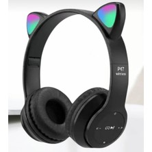 Gunkes P47M Bluetooth 5.0 LED Işıklı Kedi Tasarımlı Katlanabilir Kulak Üstü Kulaklık