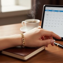 Lunel Accessory Altın Kaplama Zirkon Taşlı Gurmet Zincir Bileklik – Şık ve Zarif Tasarım