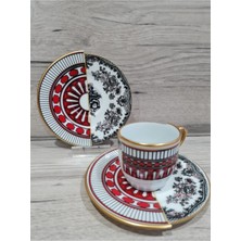 Konyax Türk Kahve Seti 6 Kişilik Çift Desenli Apollo