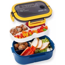 Hepta Collection Beslenme , 2 Katlı 6 Bölmeli, Bpa'sız Pp Plastik Sızdırmaz Lunch Box Seti - Çatal Kaşık Bıçak Dahil,