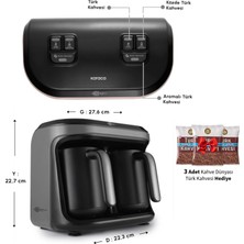 Karaca 10 Fincan Kapasiteli Bol Köpüklü Otomatik Türk Kahve Makinesi Space Grey Hatır Hüp Düet Aroma