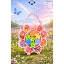 Liground Çantalı Kız Çocuk Saç Tokası Seti Renkli Desenli Çıtçıt Peluş ve Figürlü Kawai Bebek Toka Organizeri