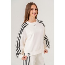 Loco Loco 09-15 Yaş Üç Şeritli Sweat Pantolon Takım - Ekru