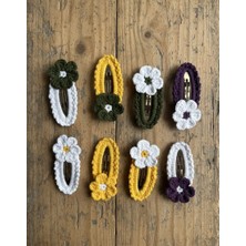 Winy Concept El Örgüsü Papatya ve Çiçek Figürlü Saç Tokası Seti - Bebek ve Çocuklar Için 8'li Paketler