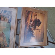 Bengi Ankara Mobilya Zigon Çanta 90584 Büyük Dikdörtgen Çerçeveli Resimli Model Sehpa Ceviz Natüre El Yap