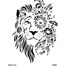 Airbrush Tattoo Çiçekli Aslan Yapışkanlı Stencil Süsleme ve Boyama Kalıbı
