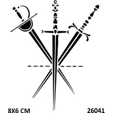 Airbrush Tattoo Savaş Kılıç Yapışkanlı Stencil Süsleme ve Boyama Kalıbı