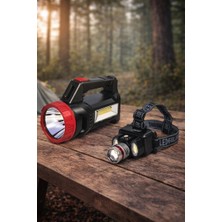 Petkamp Dual Light Pro Aydınlatma Seti – Zoomlu Kafa Lambası + Solar Şarjlı Cob El Feneri