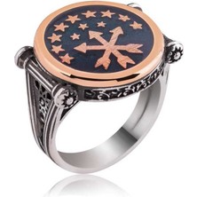 Fumeyabi Gümüş Çerkes Bayrağı Erkek Yüzük