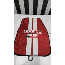 Şimika Sparco Kırmızı Desen Kaymaz Taban Dekoratif Oto Halı Paspas Üniversal Yıkanabilir Her Araca Uyumlu(Kancalı Kumaş Anahtarlık Hediyeli)