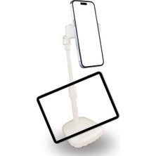 Shoplet Buğz Masa Üstü Tablet ve Telefon Tutucu Plastik Aparat Beyaz Telefon Standı