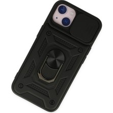 Olinea Newface Iphone 14 Kılıf Pars Lens Yüzüklü Silikon - Siyah