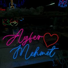 Neonled Çiftlere Özel Neon LED Dizayn "ayfer & Mehmet" Dekoratif Aydınlatma (Organizasyon)
