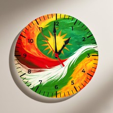 Zerya Kesk Sor Û Zer Tasarımlı Duvar Saati - Sarı Kırmızı Yeşil Duvar Saati