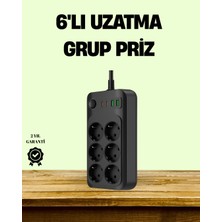 2500W Güçlü 6’lı Priz USB ve Type-C Çıkışlı Termal Korumalı - Lisinya