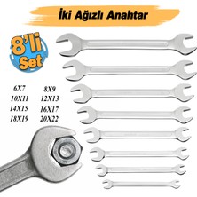 Badem10 Açık Ağızlı Anahtar Serisi 8 'li Set 6x7 8x9 10X11 12X13 14X15 16X17 18X19 20X22 Somun Sıkma Sökme