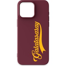 iPhone 14 Pro Max Uyumlu Galatasaray El Yazı Bordo Silikon Lisanslı Telefon Kılıfı
