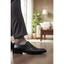 Enoch Siyah Hakiki Deri Kolay Giyilebilir Yanları Esnek Lastikli Modern Klasik Ayakkabı