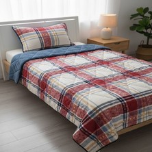 Merinos Comforter Tek Kişilik Yorgan Set Yastıklı 160 x 240 Kırmızı - Ekru