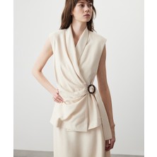 Miss İpekyol Pileli kruvaze bluz IS1260006048003