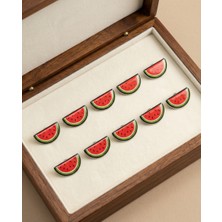 Zaytoon 10\'lu Filistin Simgesi Yarım Karpuz Dilimi Tasarımlı Metal Yaka Rozeti A300014-10