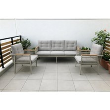 Opal 3+1+1 (Gri) Metal Gövde Balkon-Bahçe-Kafe,çay Seti,koltuk Takımı,oturma Grubu,ofis Koltuğu