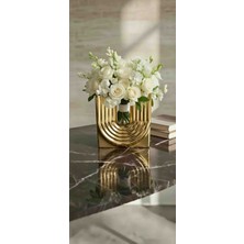 Gold Renk U Model Dekoratif Vazo - Modern Çiçeklik Gelin Buketi Için