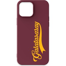 iPhone 13 Pro Max Uyumlu Galatasaray El Yazı Bordo Silikon Lisanslı Telefon Kılıfı