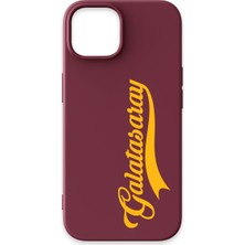 iPhone 15 Uyumlu Galatasaray El Yazı Bordo Silikon Lisanslı Telefon Kılıfı